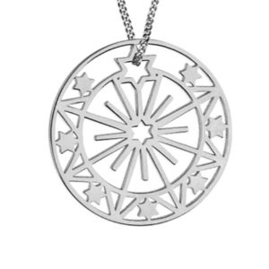 Sun Star Sterling Silver Pendant Necklace